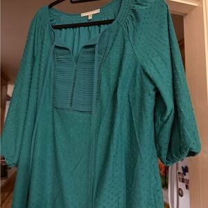 Daniel Rainn Teal Textured Blouse